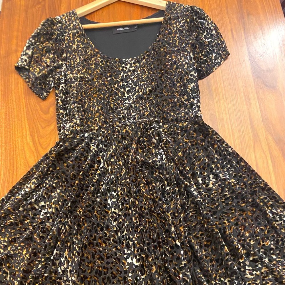 MINKPINK Black & Gold Leopard Print Dress